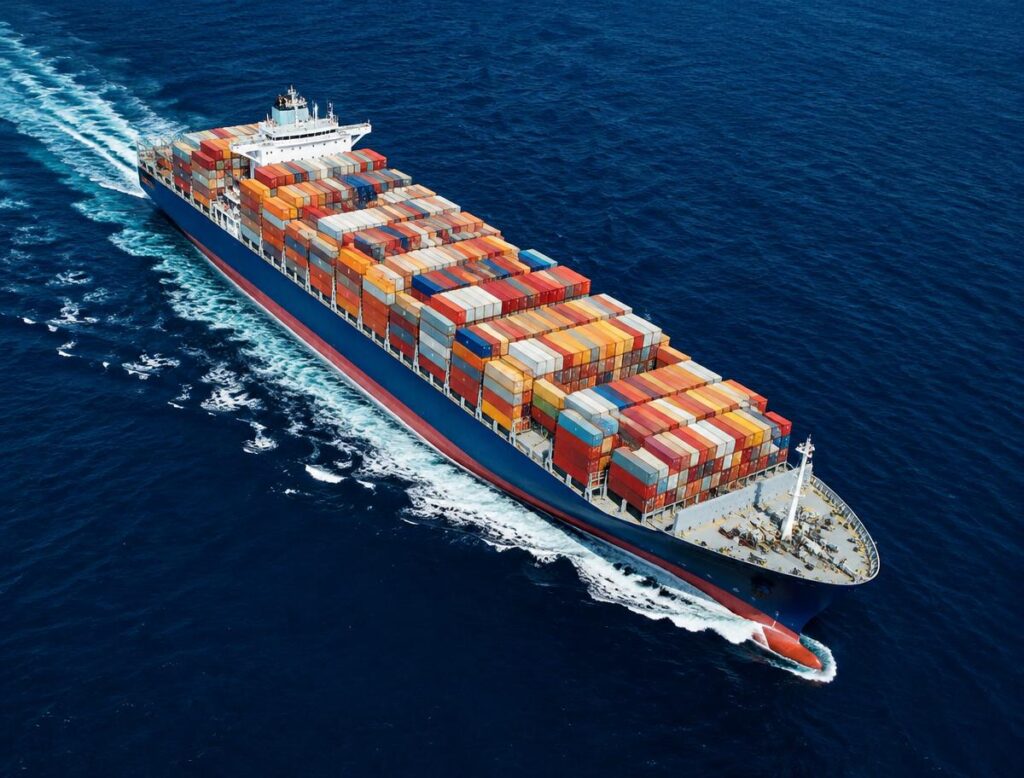 Container ship carrying ocean freight